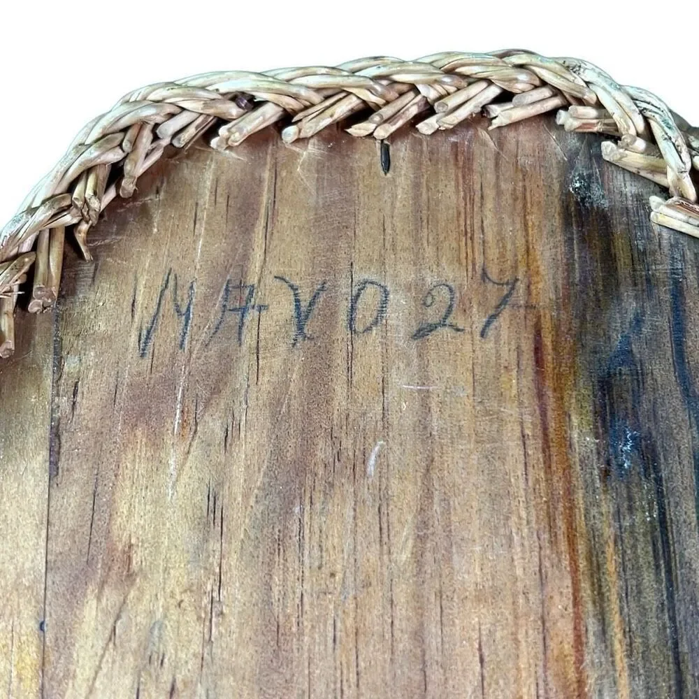 Vintage Mexico Bird Feather Folk Art Painted Wicker Basket Wall Decor 12